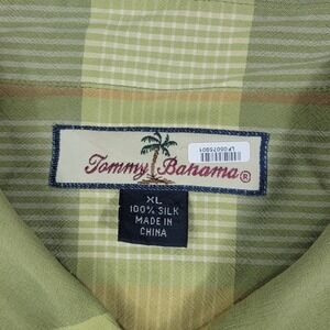 Tommy Bahama Mens Size XL Silk Plaid Button Down Long Sleeve Shirt Green Brown